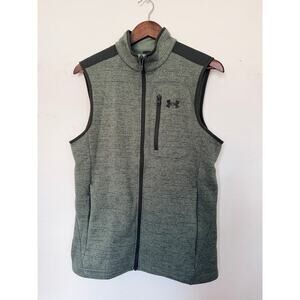 Under Armour Men’s Full Zip Fleece Vest Small Green  Performance Outdoor Layer
